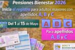 Pensiones Bienestar 2026 : inicia registro en febrero para apellidos A, B y C