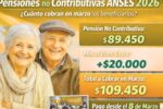 ANSES pensiones no contributivas marzo 2026: cuánto cobran los beneficiarios